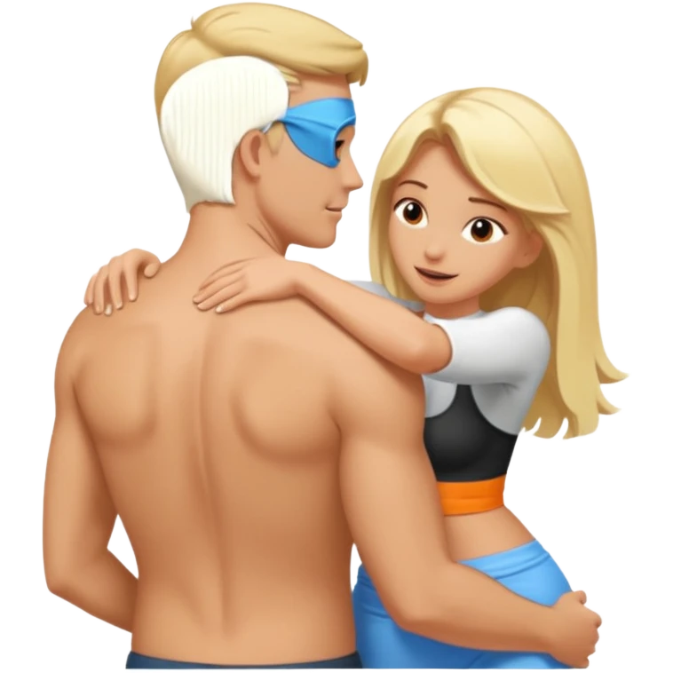 a white man rubbing blonde white lady back emoji