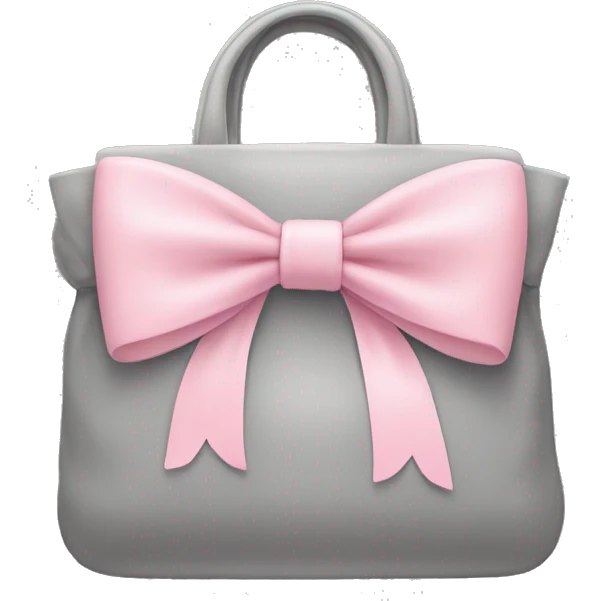 Grey bag with pastel pink bow emoji