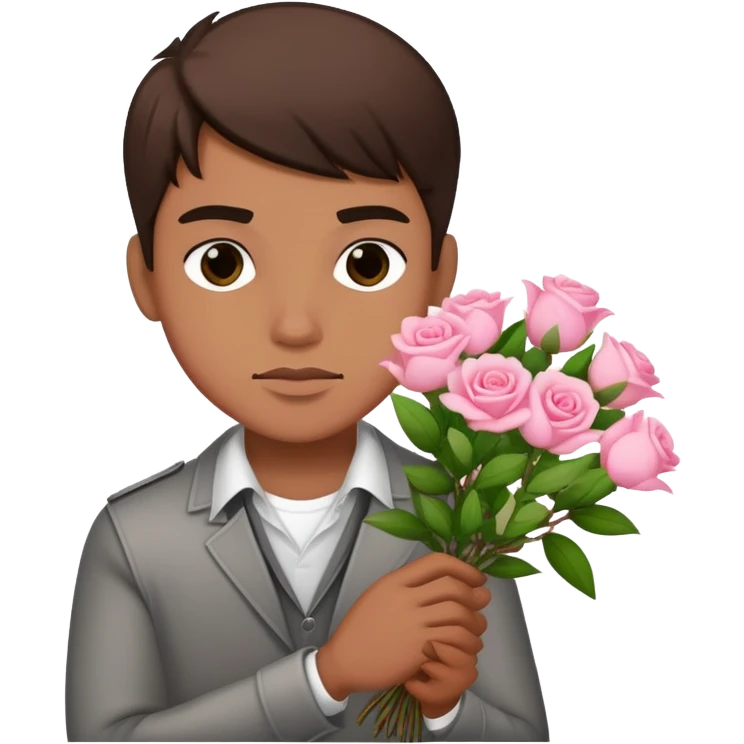 The bad boy is holding a bouquet of pink jasmine roses emoji