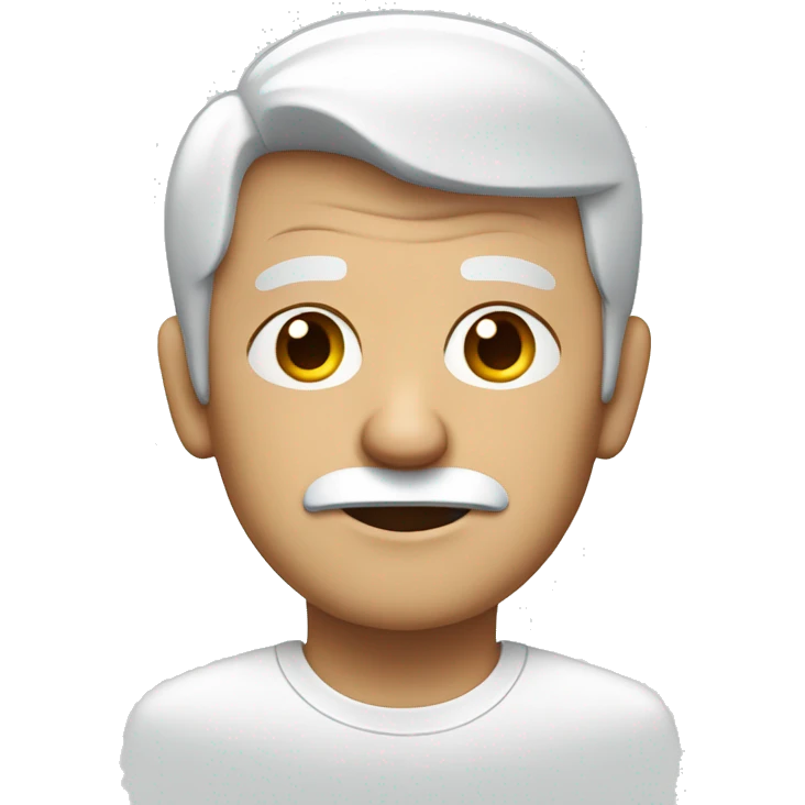 old man with white shirt and blue j emoji