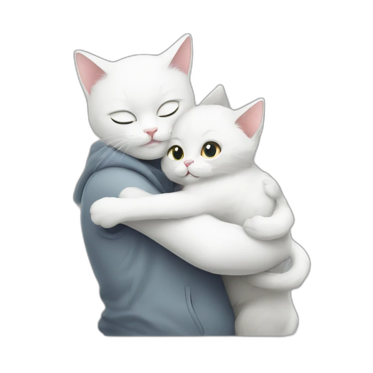 white cat hug grey cat emoji