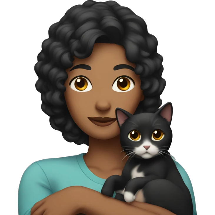 cat with human mom who has black hair  emoji