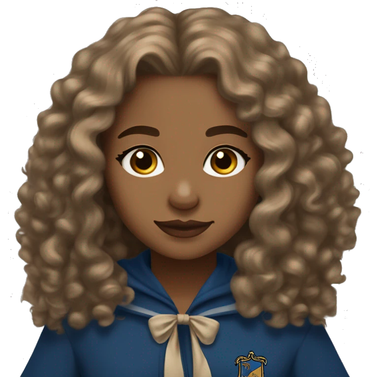 Ravenclaw girl loose curly hair light brown skin emoji