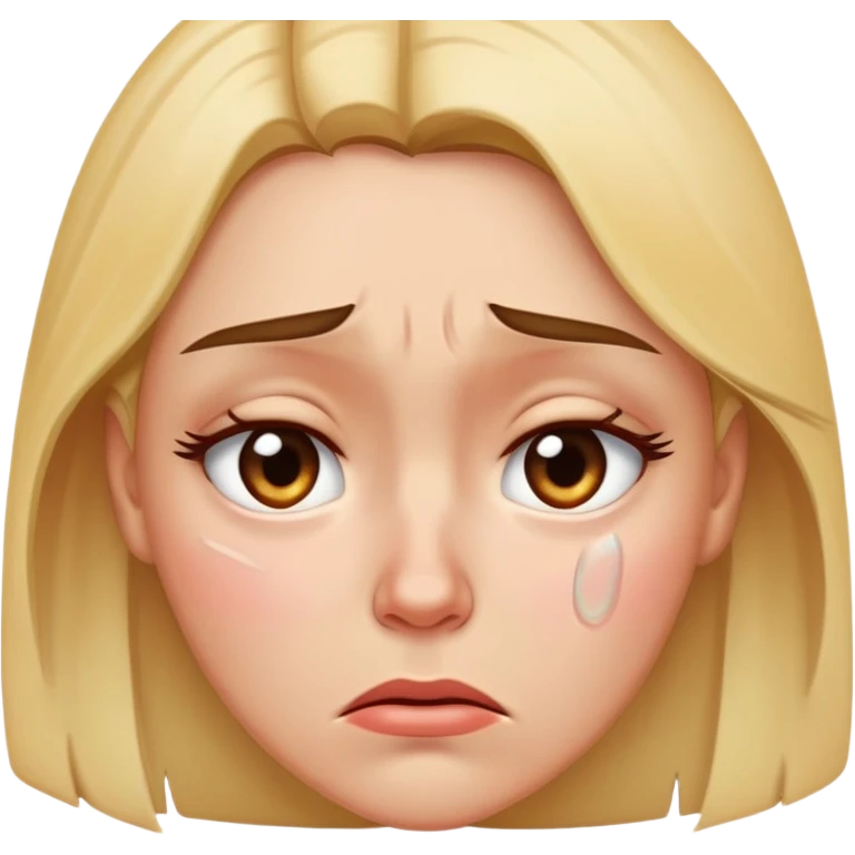 Female face looking upset and distraught, tears in eyes, frowning deeply emoji