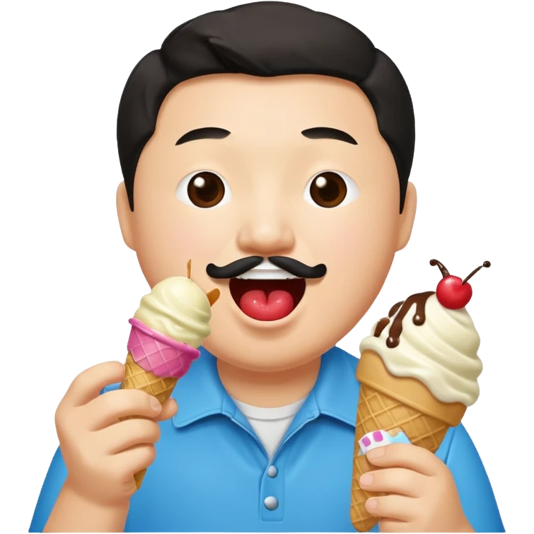 bobby Lee the comedian eating ice cream joyfully emoji