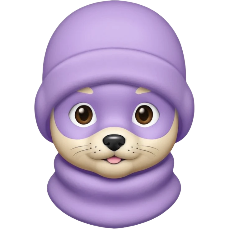 puppy face in a pastel lavender ski mask, face only emoji