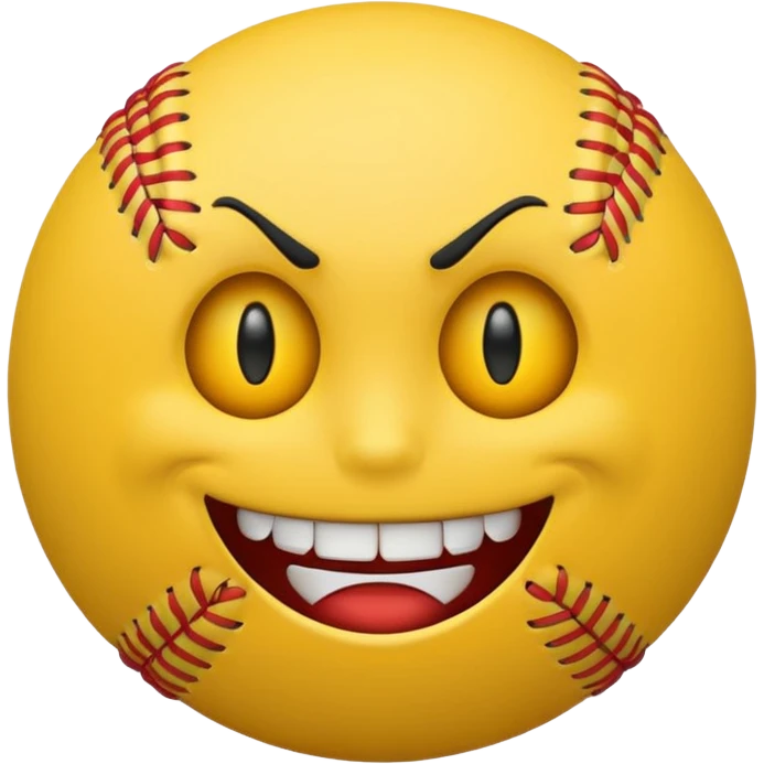 I want a emoji of a emoji with a evil smile throwing a baseball very hard emoji