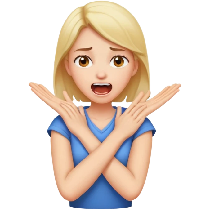 Arms crossed holding neck screaming girl emoji