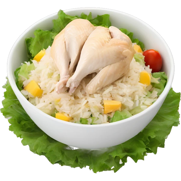 chicken salad food with rice on the side  emoji