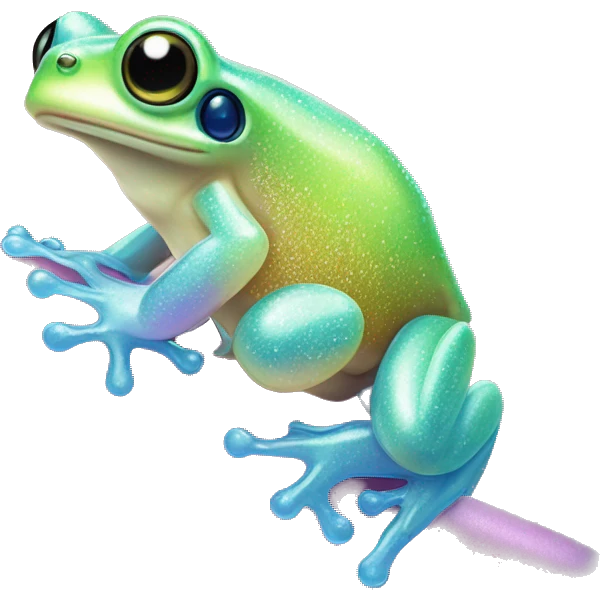 Sparkly glossy Pastel iridescent glass tree frog emoji