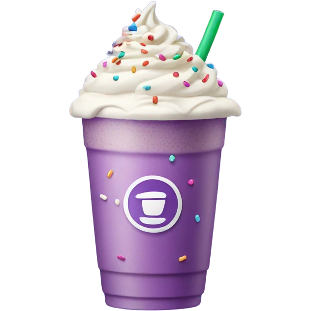 A purple ice latte with cream and sprinkles  emoji