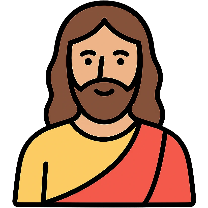 Jesus Christ figure with long hair and beard, wearing robes emoji