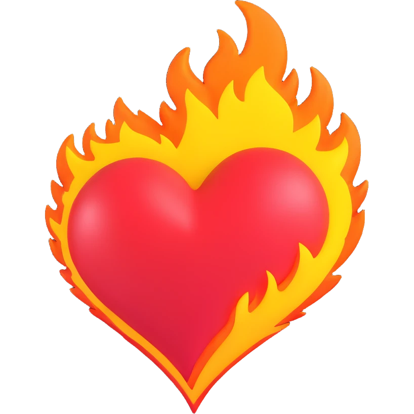 Cœur en feu avec u emoji