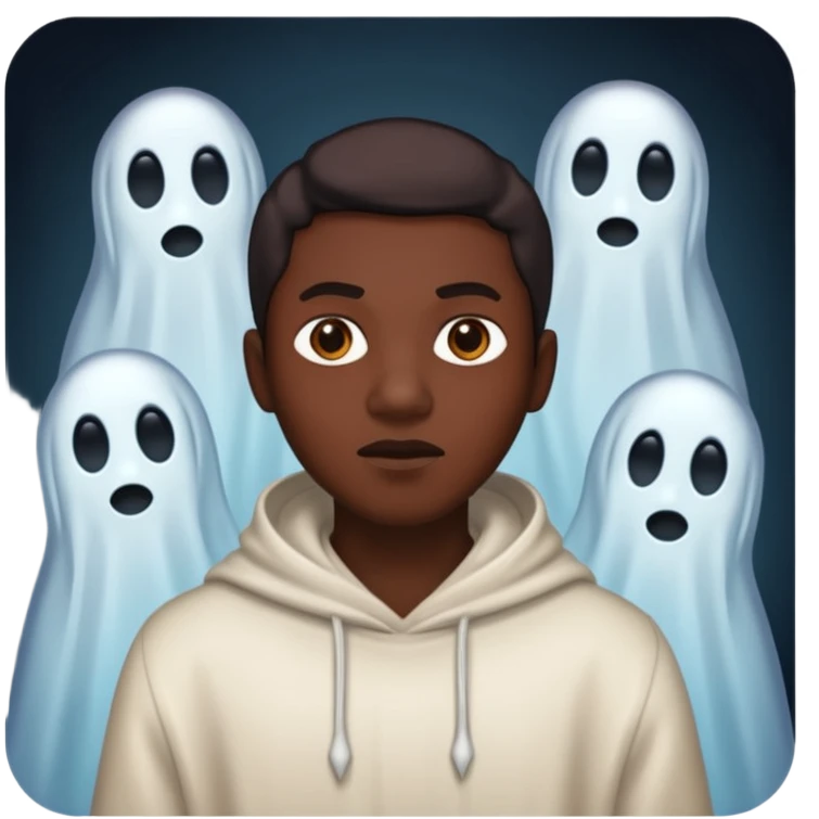 4 ghosts hunting a black person emoji