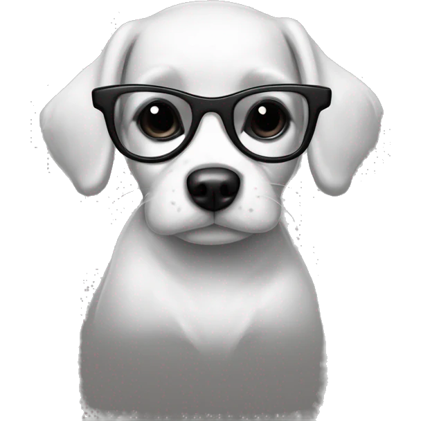medium-black-and-white-dog-face-with-black-eyes-and-black-glasses-and-polkadot-black-white-bow-sketch emoji