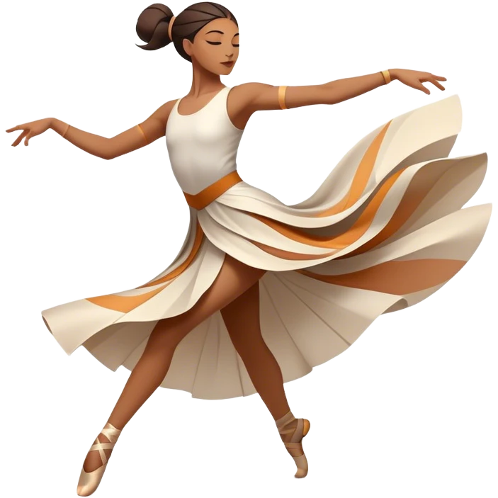 Icon for Contemporary Dance: a dancer in dynamic motion, wearing comfortable attire, with abstract shapes and movement lines in the background. The icon should represent the expressive and creative nature of contemporary dance. Transparent background. emoji