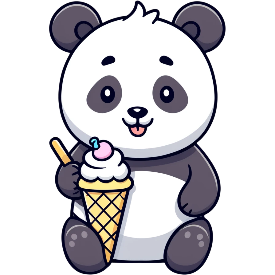 Panda eating ice cream emoji