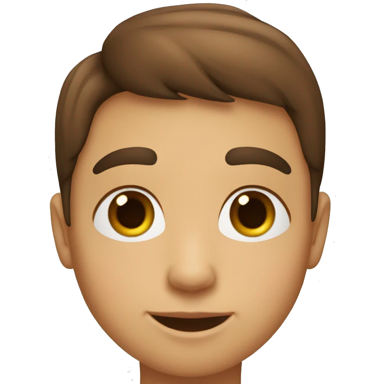 un niño con pelo liso, corto y cafe con ojos marrones emoji