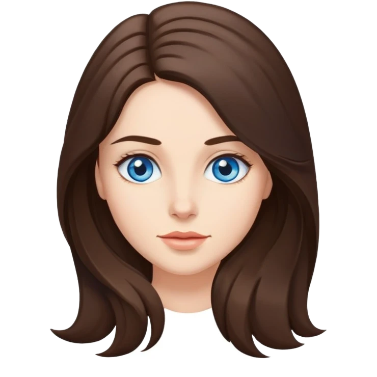 Brunette with long hair side part and blue eyes  emoji