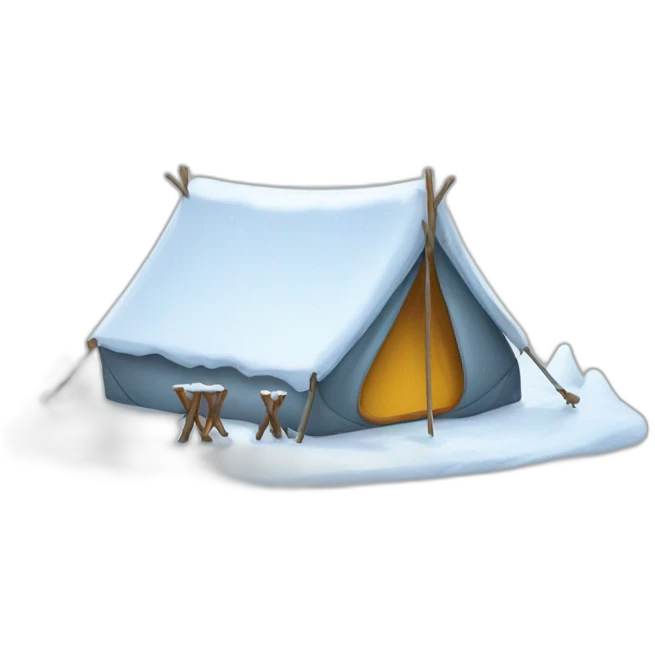 Tent next to tree. Both covered with snow emoji