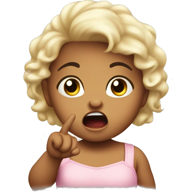 very furious baby girl toddler pointing with hand at someone emoji