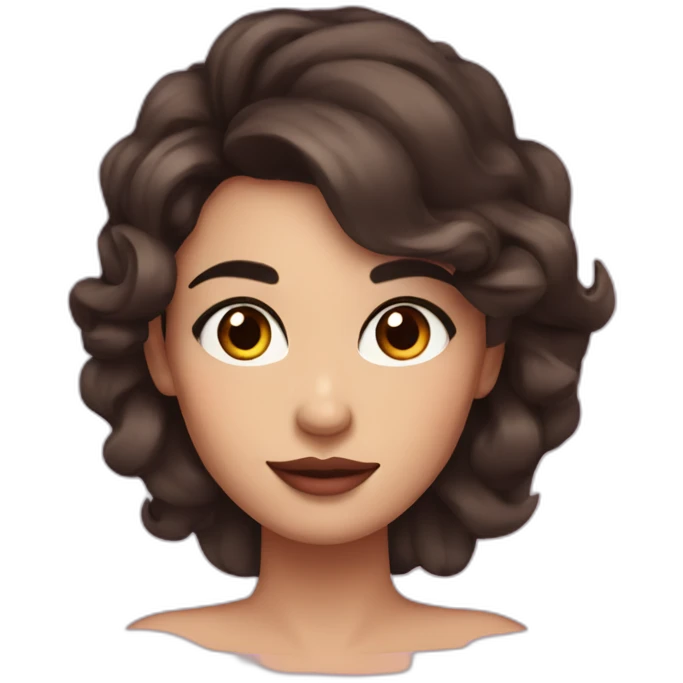Women with dark brown hair and eyes and long eyelashes and pinky cheeks and lips and thick eyebrows emoji