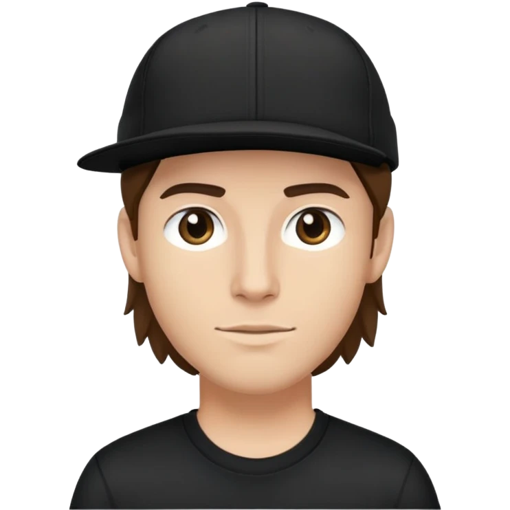 a white bro with brunette hair, wearing a black cap and a black shirt emoji