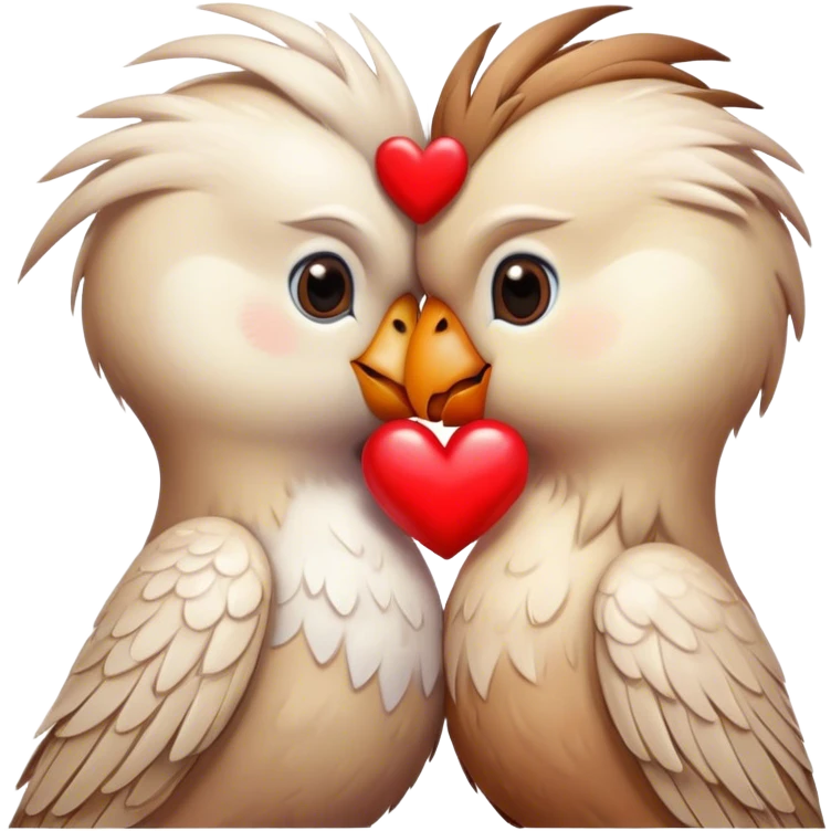 Two birds kissing with heart emoji