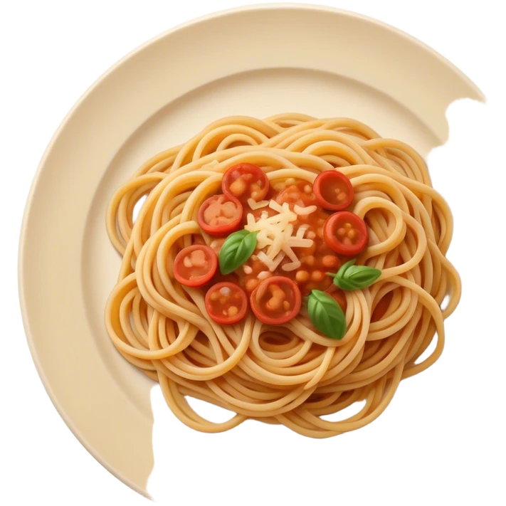 spaghetti on a plate, no sauce emoji