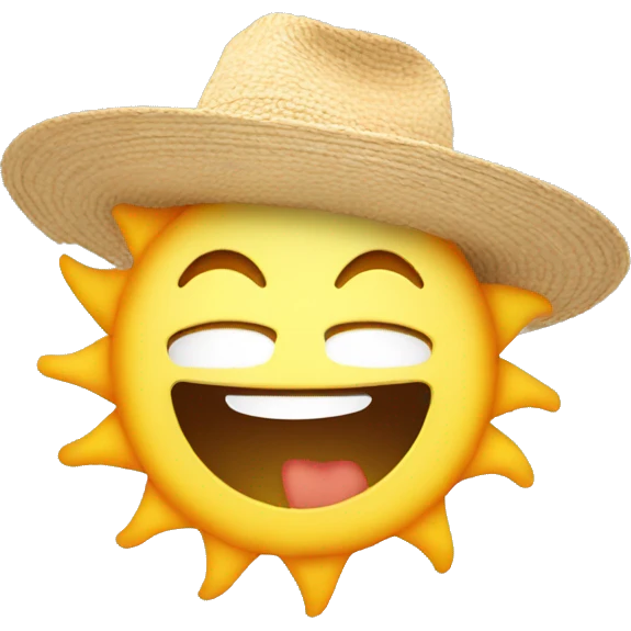 Sun whereing a hat saying hello there emoji