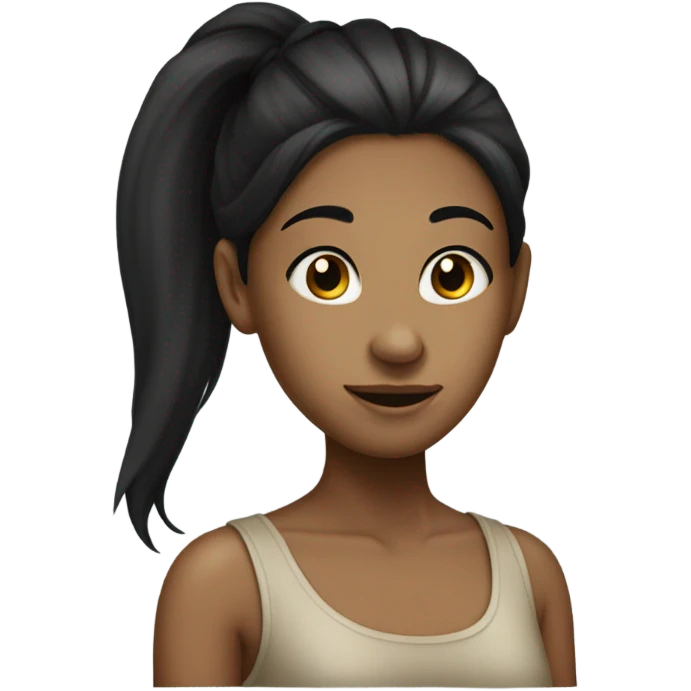 A girl with hyperpigmentation facing to the side with a long nose and a black ponytail  emoji