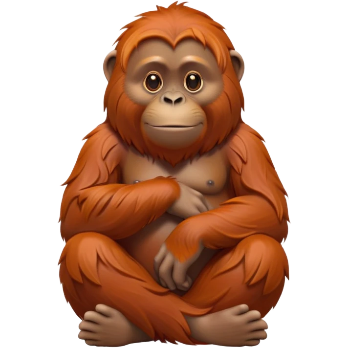 cinematic-orangutan-realistic-full-body-sitting-emoji,-massive-frame-relaxed-with-arms-folded-thoughtfully,-thick-orange-fur-flowing-in-the-breeze,-head-tilted-dramatically,-deep-dark-eyes-filled-with-ancient-wisdom,-simplified-yet-realistic-focused-features,-highly-detailed,-glowing-with-an-almost-sarcastic-glow emoji
