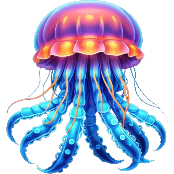 Neon glowing jellyfish-crab-squid emoji