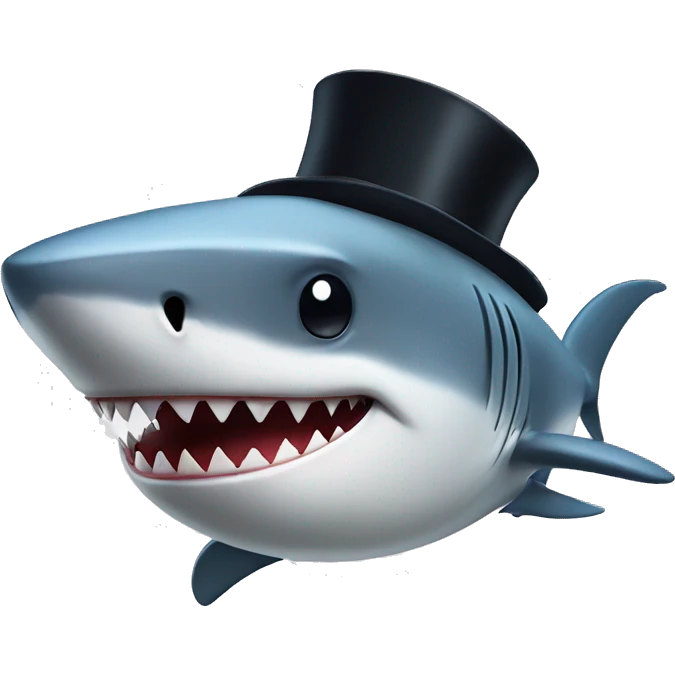 Shark with a top hat emoji