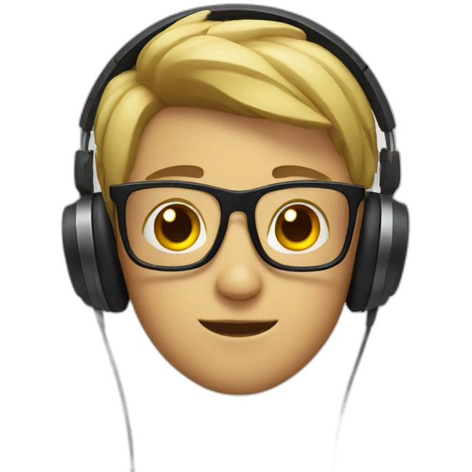 A boy wearing glasses with cool headphone  emoji