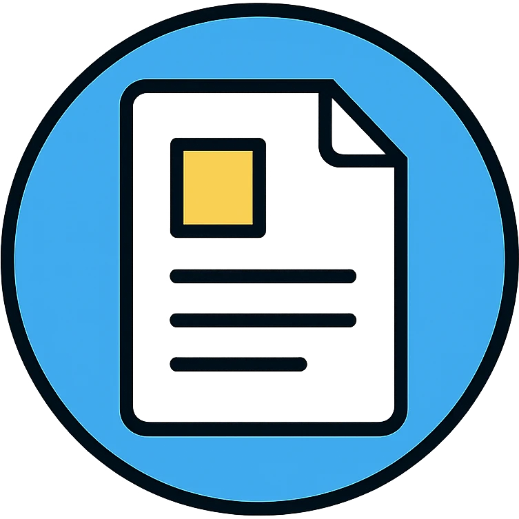 minimalistic professional document emoji with a blue circle, aesthetic design, clean and modern look, sleek and professional style emoji
