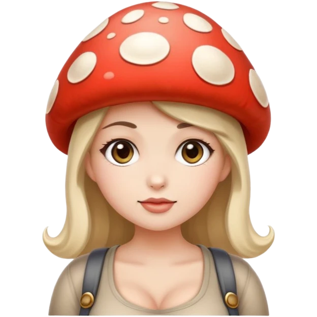 girl with big breasts in a mushroom cap emoji