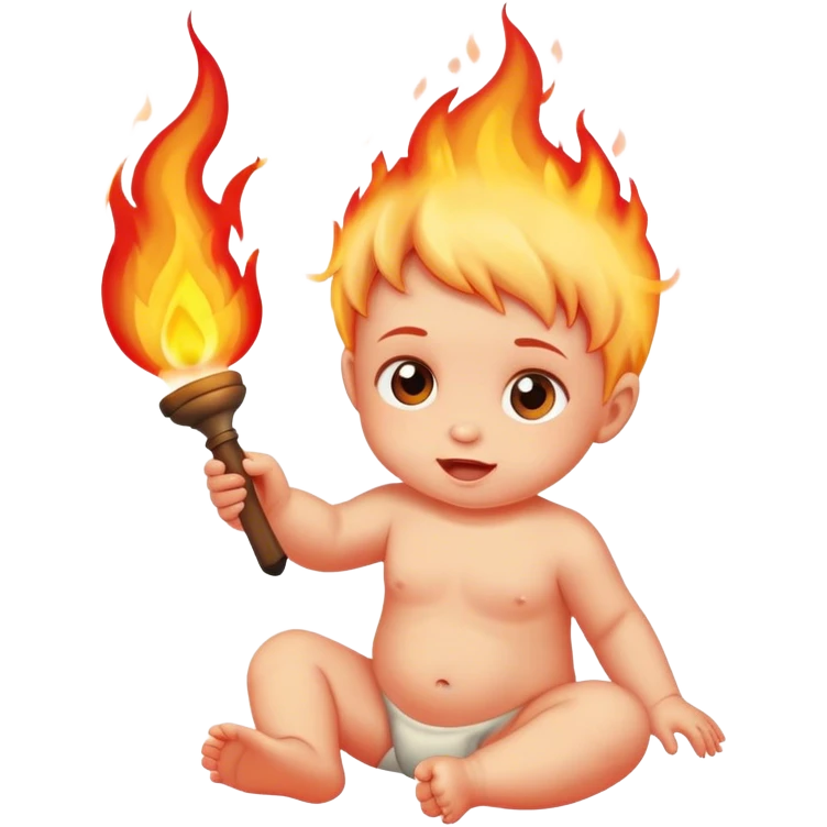 Baby playing with fire emoji