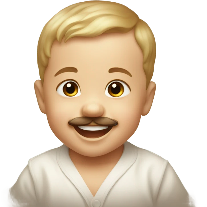 happy baby boy portrait with a small French mustache emoji