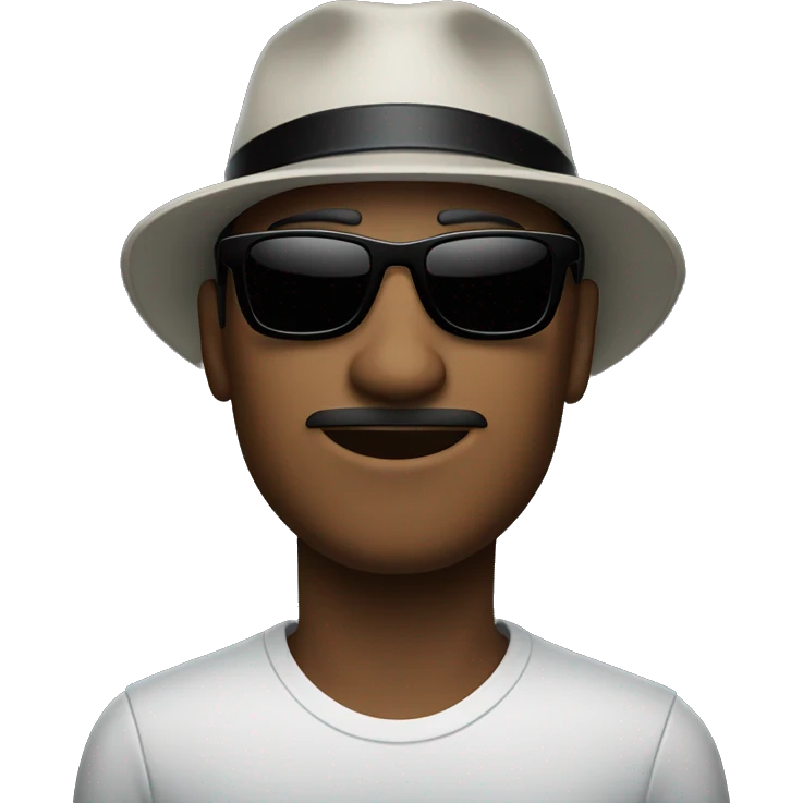 man with black sunglasses and black bini-hat emoji