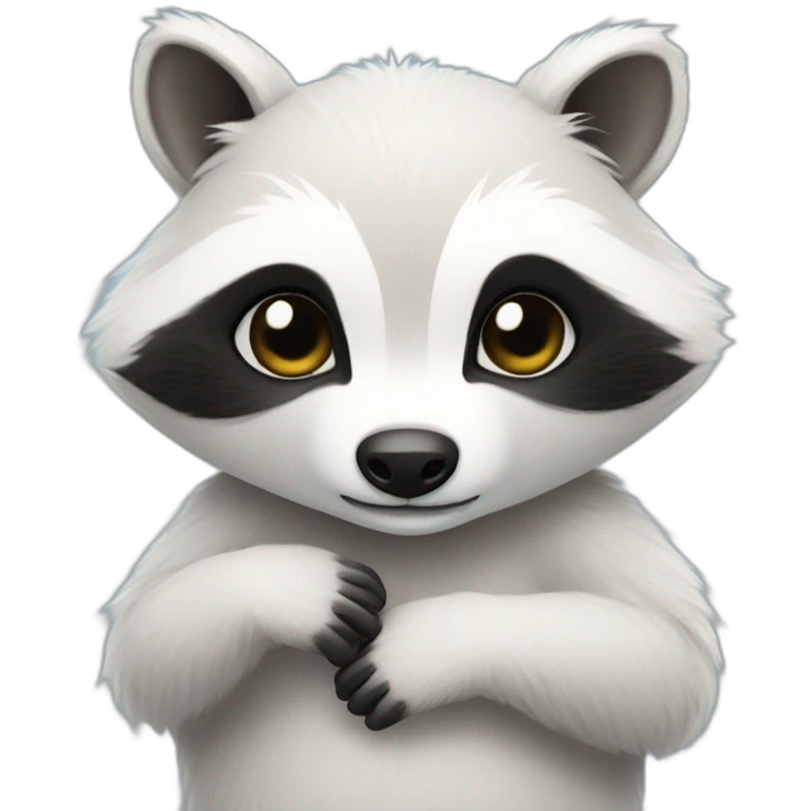 white racoon hugging emoji