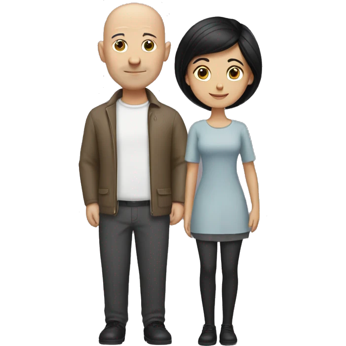 Bald man and girl with black hair emoji