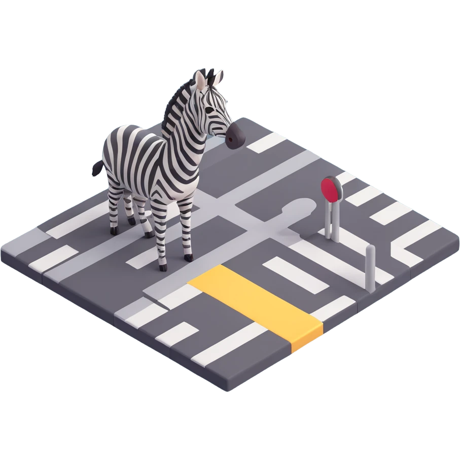 3D style zebra crossing, realistic shadows, perspective emoji