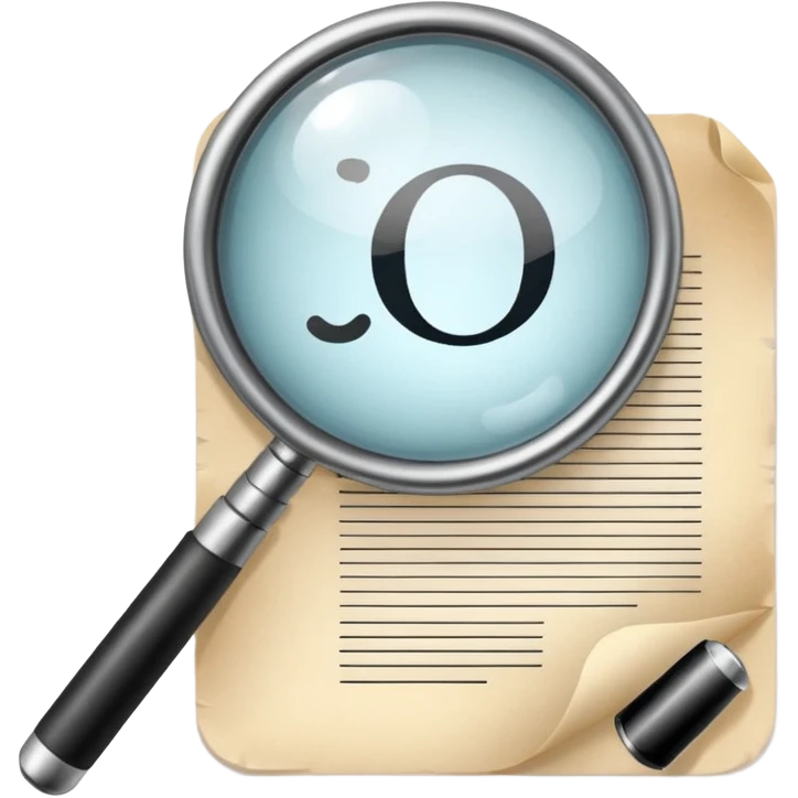  lente di ingrandimento esame foglio con scritte emoji