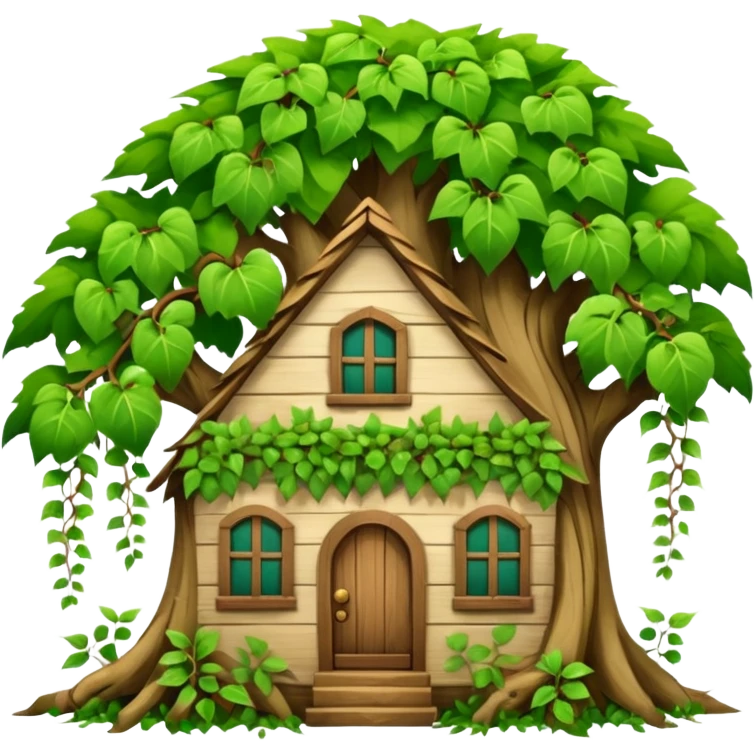 house covered by tree emoji