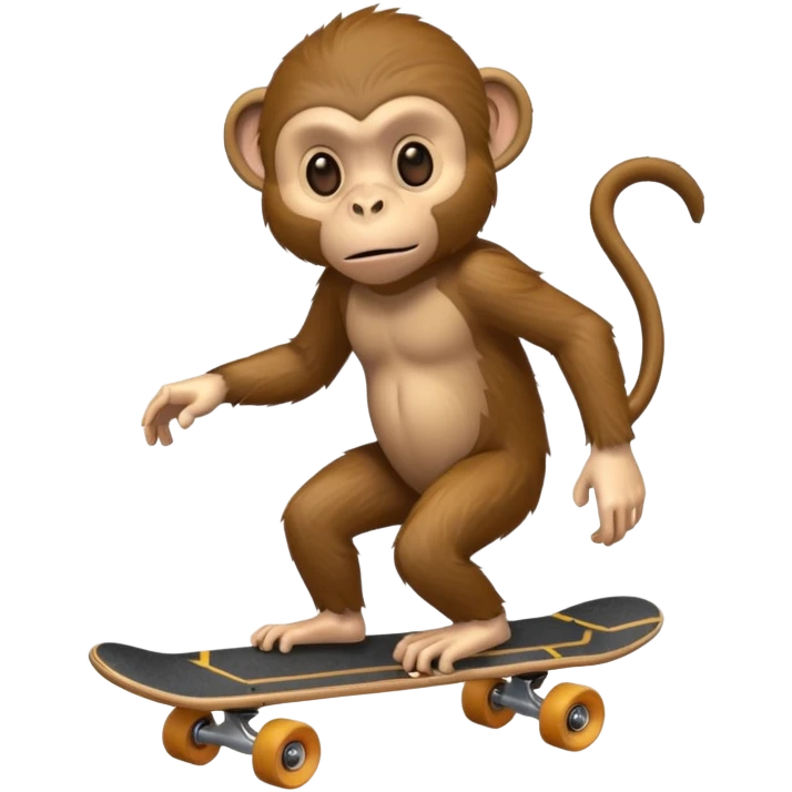 monkey looking scared on a skateboard emoji