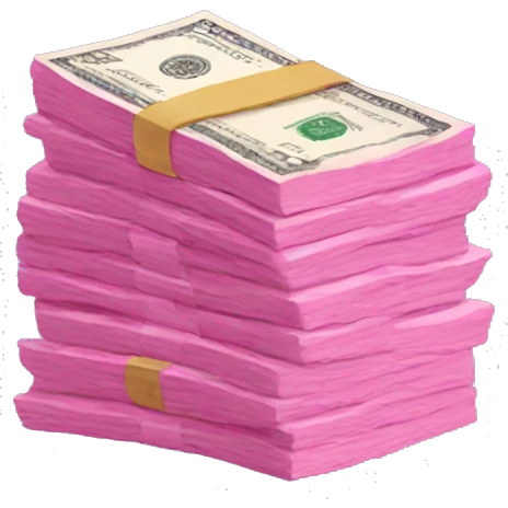 Stack of pink money emoji