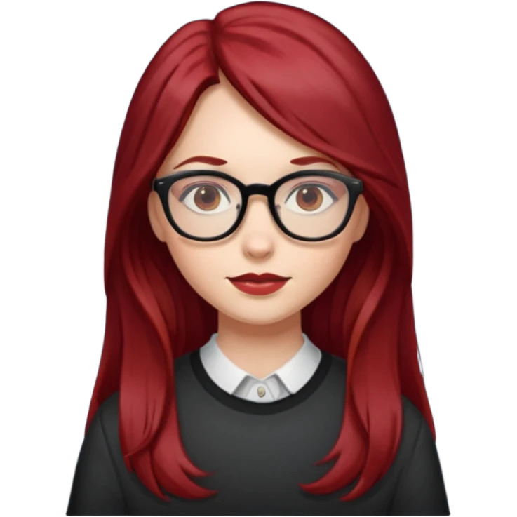 girl with long dark red hair and and glasses emoji