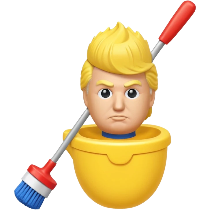 a toilet brush in the shape of donald trump emoji