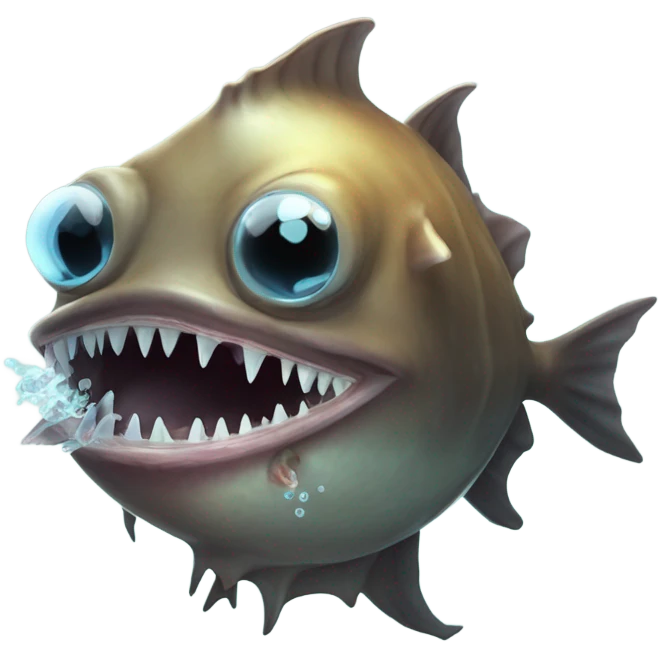 Anglerfish with glowing lure, sharp teeth, and big eyes. emoji